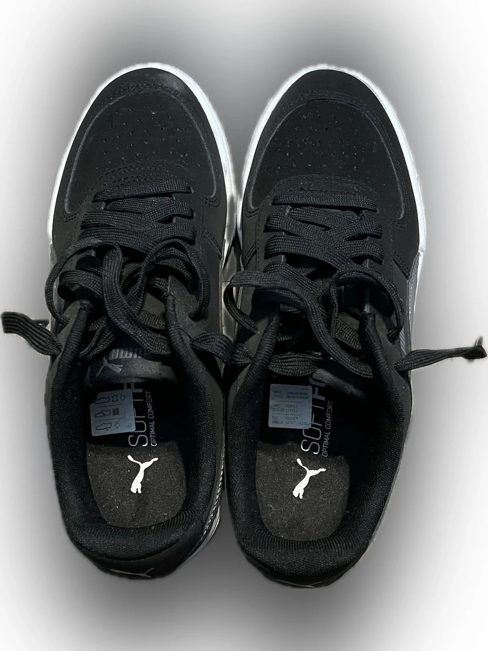 Puma Mens Caven 2.0 Black White Low-Top Sneakers Athletic Cushioned